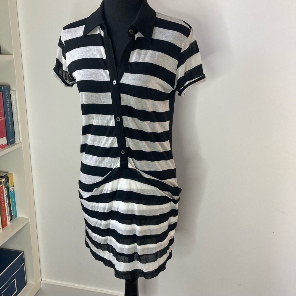 Theory Black & White/Cream Striped Summer Dress